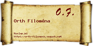 Orth Filoména névjegykártya